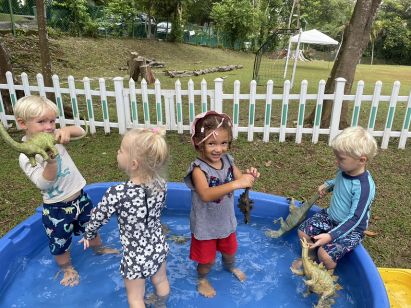 Lydia, Henry, Charlie and Alex having fun during splash time!