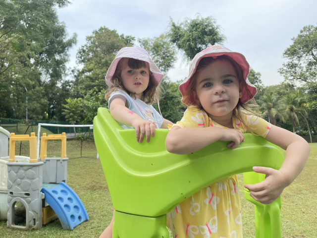 Mia and Clemmie having a good time