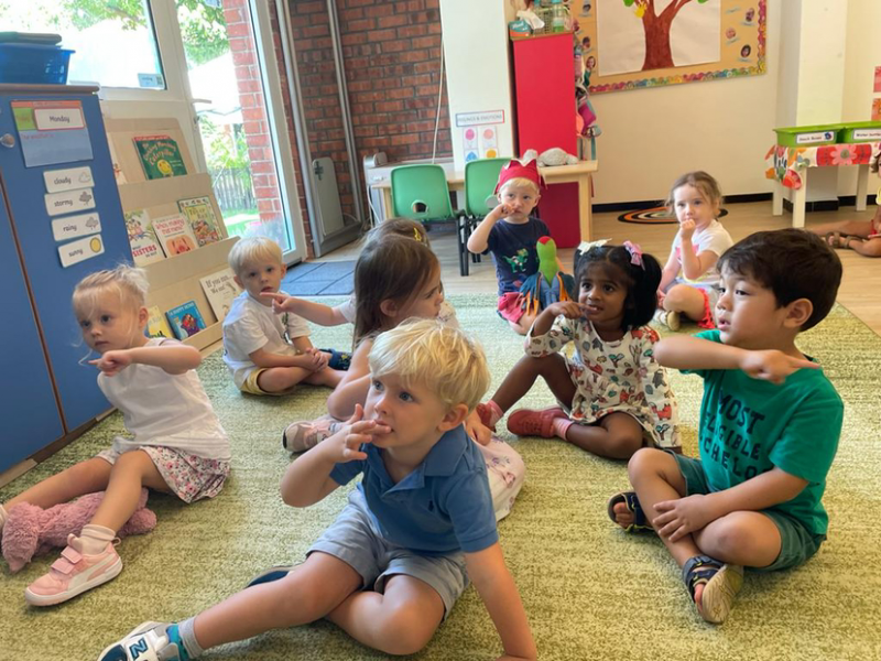 Showing how we brush our teeth.