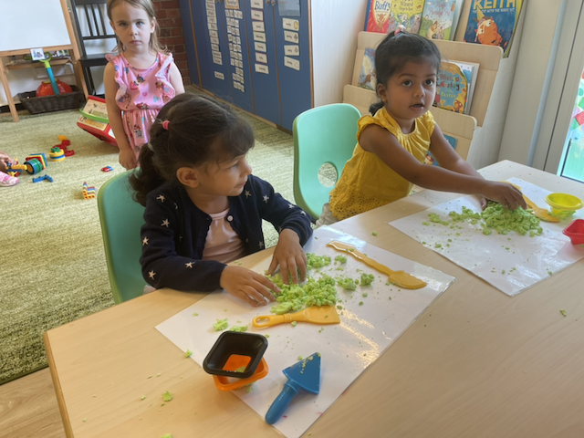 Special soft play dough made from corn starch.