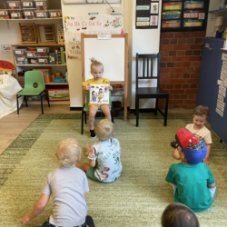 Alex helping during Jolly Phonics class. Letter “m”