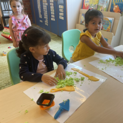 Special soft play dough made from corn starch.