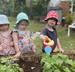 Isla, Isabelle and George were the garden helpers today.