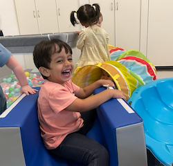 Kathavya enjoying the soft play room.