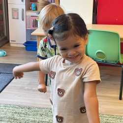 Leela enjoying music and movement.