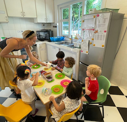Making pancakes with Raif’s mummy.
