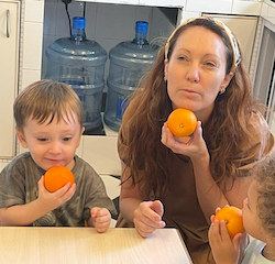 Skyler was so happy to have his mum come for cookery