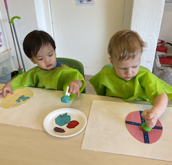 Thomas and Avery working on their Easter egg art.