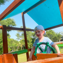 Asher is having fun on the pirate ship.