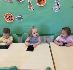 George, Poppy and Victoire were practising their pre-writing skills