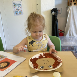 Isabelle worked on  her zoo animal craft