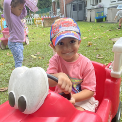 Kathavya enjoyed playing red light, green light in the cars today.