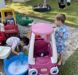 Leela and Raif’s car wash is open for business.