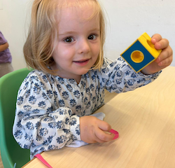 Poppy was stringing beads this morning.