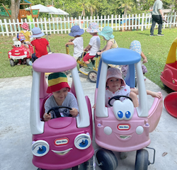 Sol and Victoire are off on an adventure in their cars.