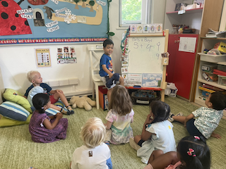 Isaac talks about his bunny during show and tell!
