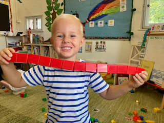 “Look at the long blocks I made” says Monty!