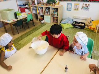 Monday cookery making play dough!