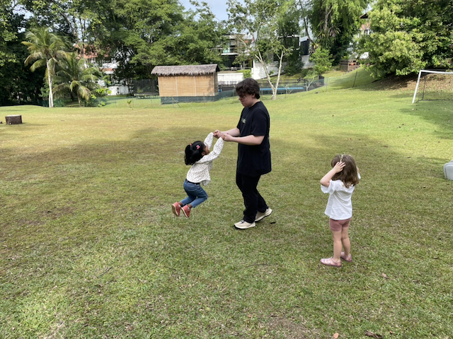 Mr Jamie! It’s my turn to spin! says Kaavya.