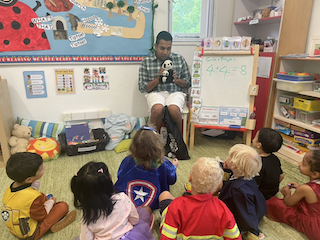 Reina's dad visits us for mystery reader!