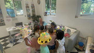 Visitng Ms Rohini’s office for Easter presents!
