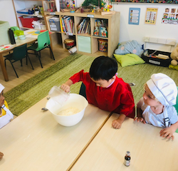Monday cookery making play dough!