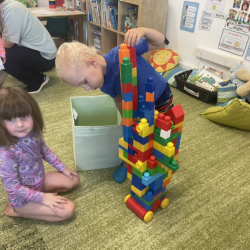Monty and Clemmie build tall blocks!