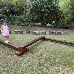 Malhar walking on our new balance beam.