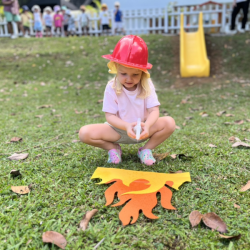 Eleanor doing a great job spraying water on the fire