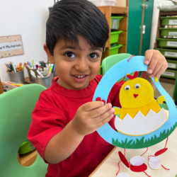 Kai excited about his Easter craft. 