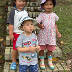 Otto,Amara and Nate having fun in the garden.