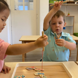 Annie and Luca are having fun fishing!