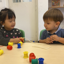 Celene and Hugo are learning how to thread!