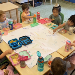 Looking for their names during Snack Time!