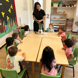 Making ‘long wavy grass’ jelly inspired by We’re Going on a Bear Hunt!