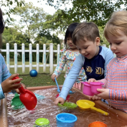 Scooping water is lots of fun.