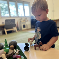 Noah engaging in small world play