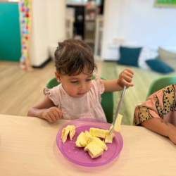 Slicing butter into smaller pieces!