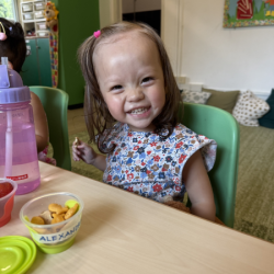 A big smile from Alexandra on her first day at school!