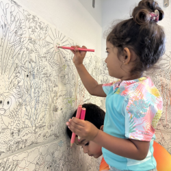 Colouring on the wall.