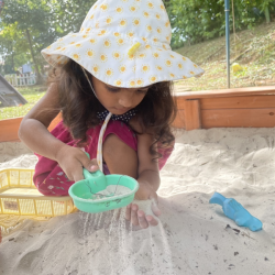 Digging in the sand for some seashells!