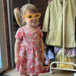 Edwina found something interesting in the Dress-Up Corner!