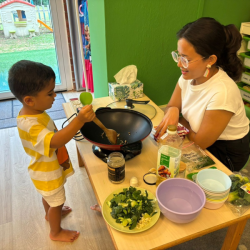Ms. Layla and Kavi are cooking together!