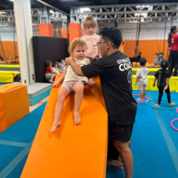 Rosie and Edwina are trying out the different ways to slide down!