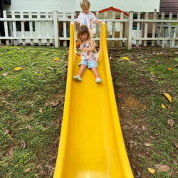 Immy having playground fun at full speed!