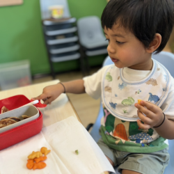 Shriyan is enjoying his snacks