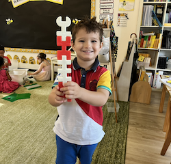 Aidan proudly presenting his creative sword.