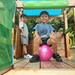 Alex and Lincoln having fun with their pretend play on the pirate ship.