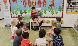 Alex confidently sharing about his show and tell .