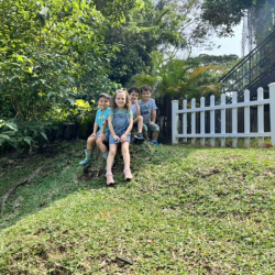 Busy bees bonding time outdoors.